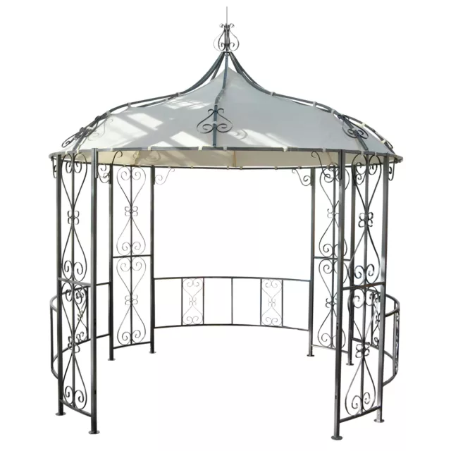 Pergola Almeria, Rundpavillon Garten Pavillon, stabiles Stahl-Gestell Ø 3m