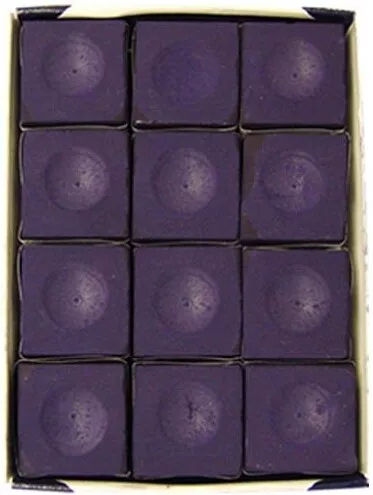 Silver Cup PURPLE Pool Billiard Cue Stick Chalk (12 Pack)