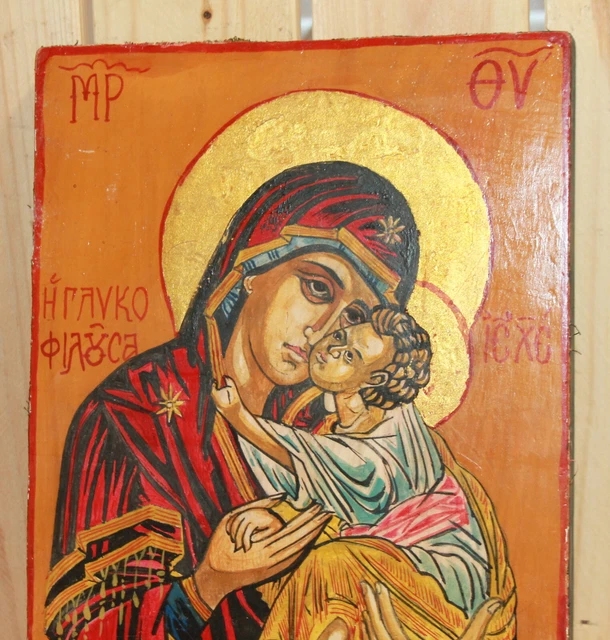 VINTAGE HAND PAINTED Orthodox icon The Virgin and Christ £187.84 ...