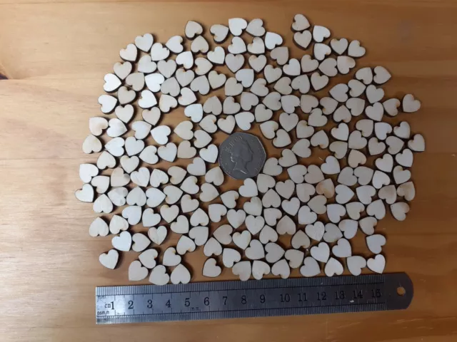 200x Mini Wooden Heart shapes Laser Cut PLY Blank Embellishments Craft 10 x 10mm