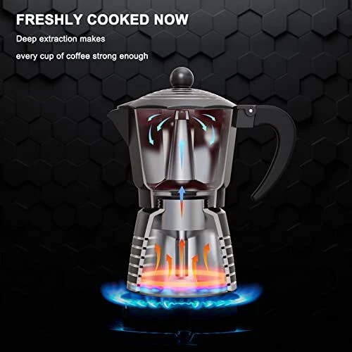STOVETOP ESPRESSO MAKER 6 Cup 300ml, Aluminum Moka Pot Gift Set