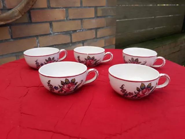 Lot 5 Tasses Anciennes Faïence Malicorne Signé T.E Emile Tessier