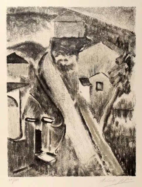 Ardengo SOFFICI - Strada di Poggiali - Litografia originale firmata - 1962