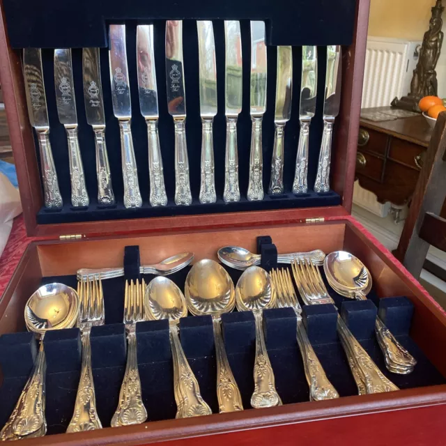 KINGS Pattern Arthur Price England Silver Plated 44 Piece Canteen of Cutlery