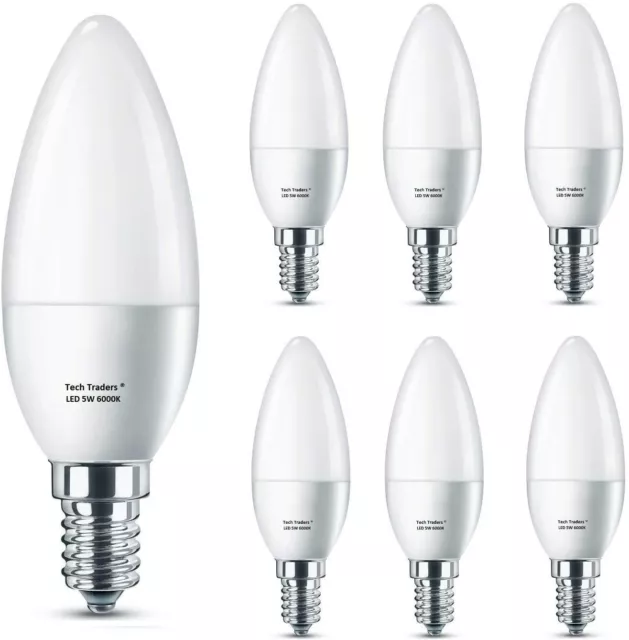1/6/12 E14 SES 5W Non Dimmable LED Candle Light Bulb Cool White SMD Desk Lamp-UK