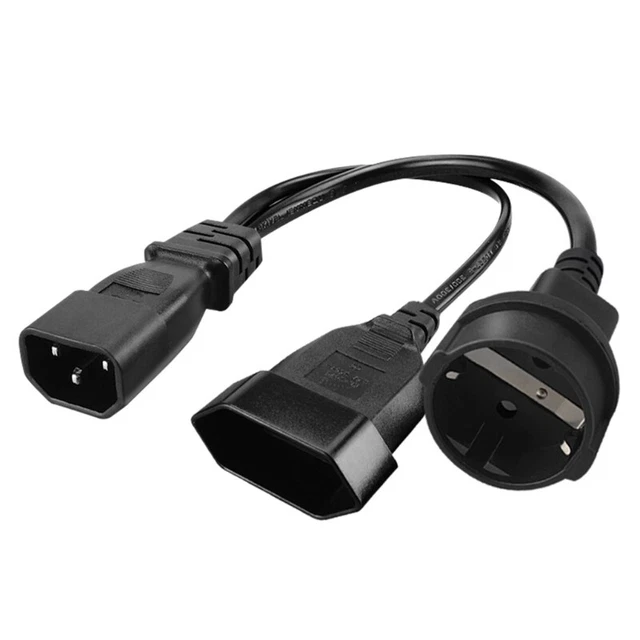 IEC320 C14 to EU4.8mm + EU4.0mm Power Cord 1 in 2 Out Y-splitter Adapter Line