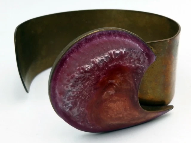 Bracelet Manchette Moderniste Vintage En émail - Années 1970, Occasion