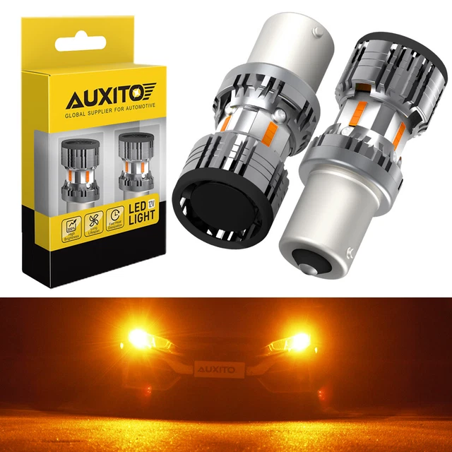 2X AUXITO 1156 7506 P21W BA15S Turn Signal Brake Light Amber DRL Parking Lights