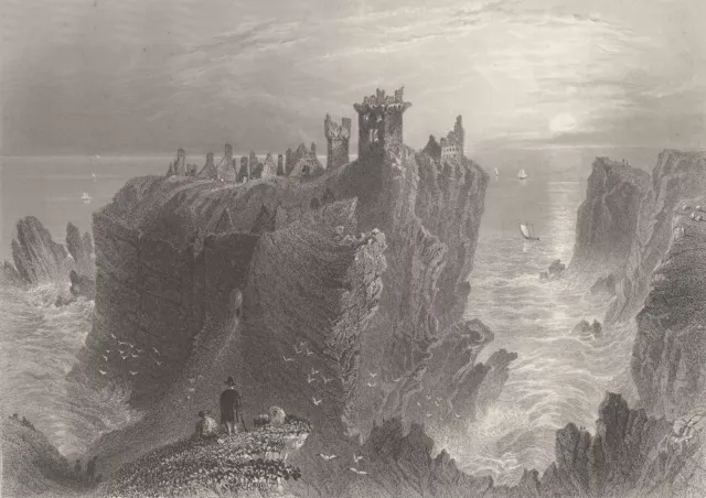 Dunnottar Castle, near Stonehaven. Scotland. BARTLETT 1842 old antique print