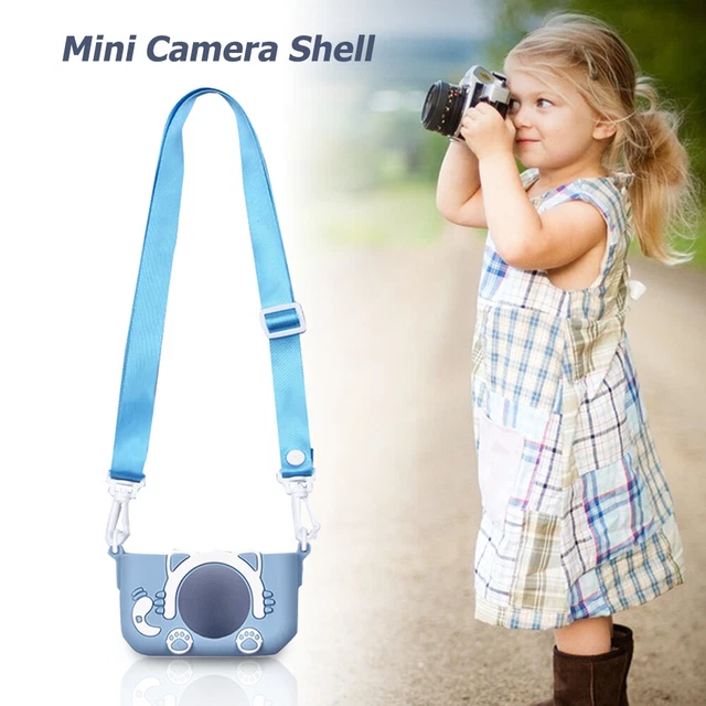 Portable Mini Cartoon Camera Cover Adjustable Silicone Shell (Blue Cat)