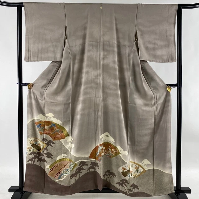 JAPANESE KIMONO IROTOMESODE 160cm 5' 3" PURE SILK VINTAGE ANTIQUE 6483