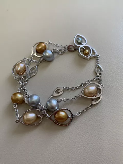 Honora Sterling Silver 4-8.5Mm Freshwater Cultured Pearl Bracelet NWT$240 2