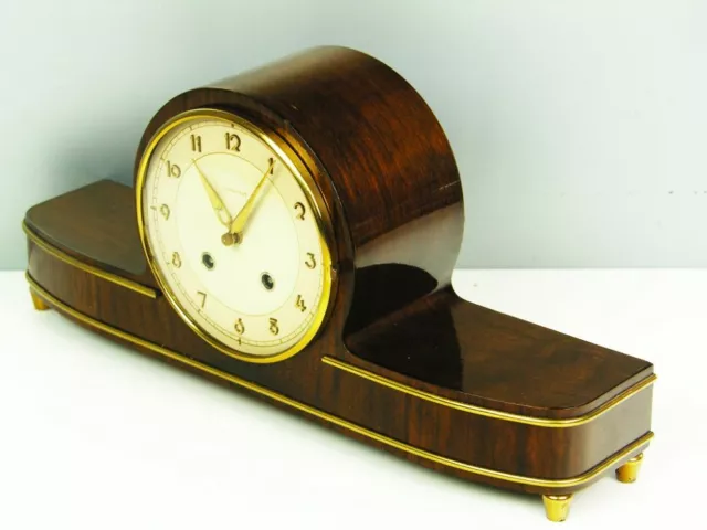 LATER ART DECO  CHIMING MANTEL CLOCK JUNGHANS  BLACK FOREST with RESONANZ CHIME