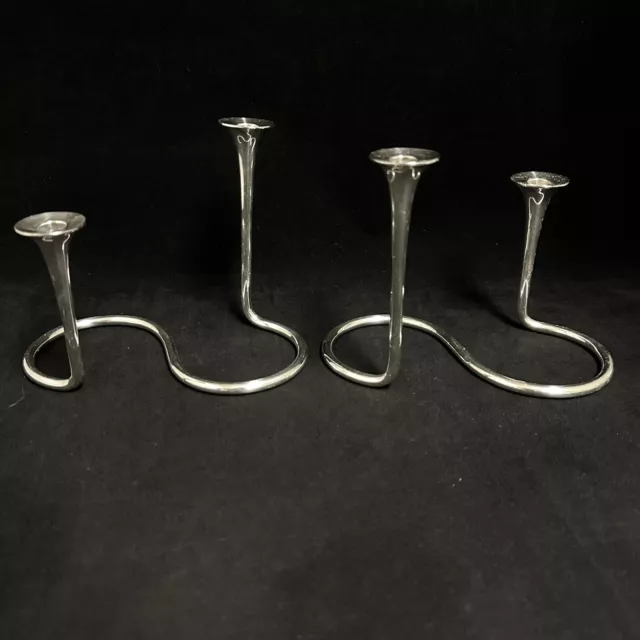 Anton Michelsen Copenhagen Denmark Sterling Silver Modernist Candle Holders