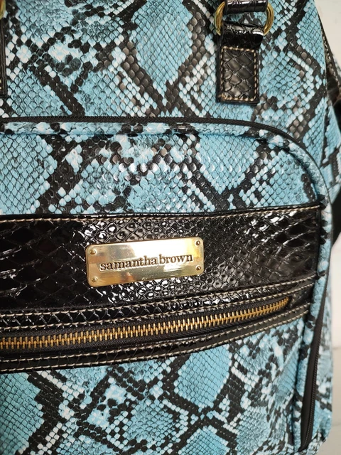 Samantha Brown Python Embossed Backpack Turquoise / BLACK EUC 3