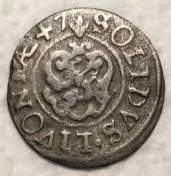 1 Solidus - Christina  1647 Swedish Livonia. Billon Coin.