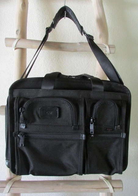 Vtg Tumi Black Ballistic Nylon Leather Trim Briefcase/Shoulder Bag Laptop Sleeve