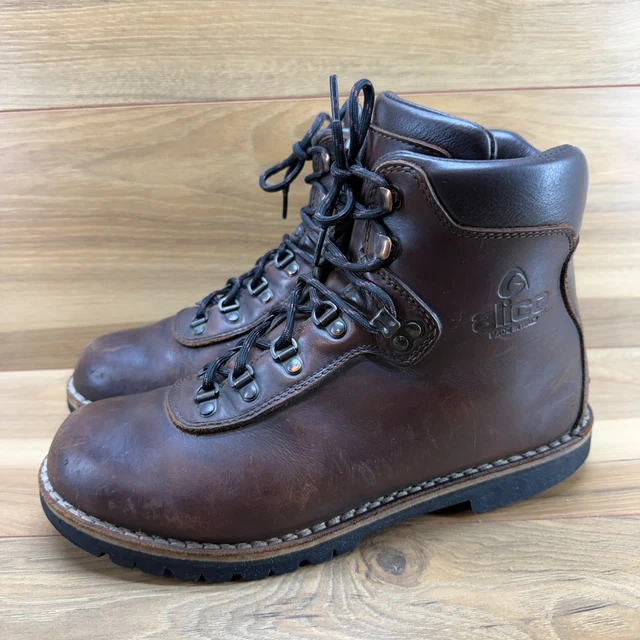 Bottes De Randonnée Alpinisme Vintage Cuir Vibram - Taille US 6.5 Homme - Fabriquées En Italie