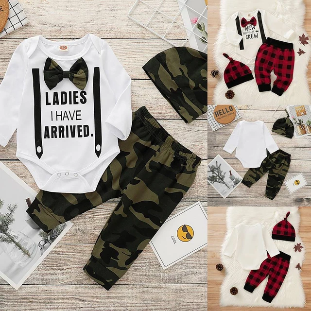 3tlg Kleinkind Baby Kleidung Outfits Jungen Tops Strampler Playsuit Hose Hut Set