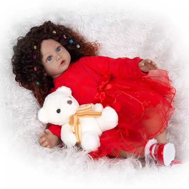 Bambola bambina 24 pollici reborn 60 cm morbido tessuto vinile corpo principessa bambola realistica