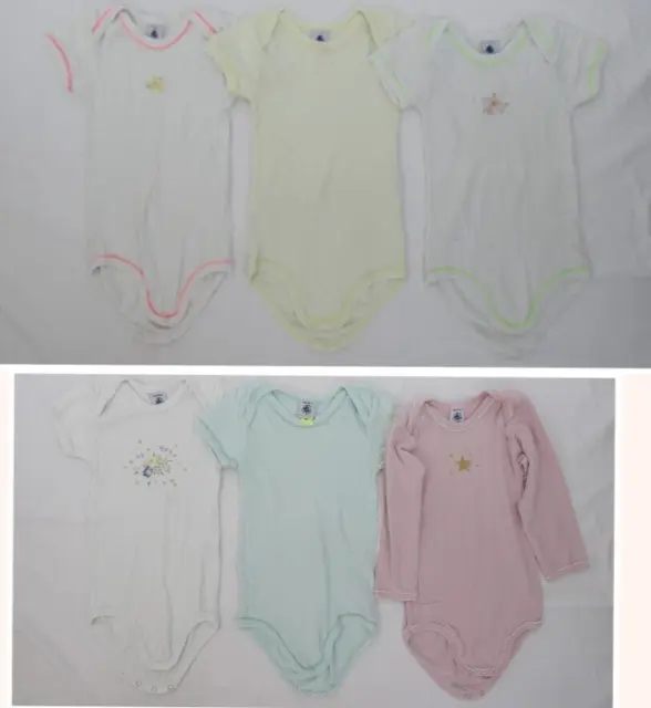 Petit Bateau Bodysuit Lot Bundle 6 Baby Toddler Girl size 36 Months 3Yrs