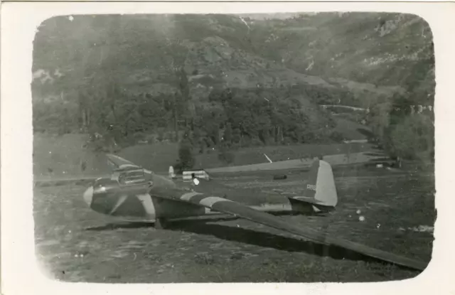 France, Ch. les Eaux. Avion ancien. Old airplane  Vintage silver print.  Tirag