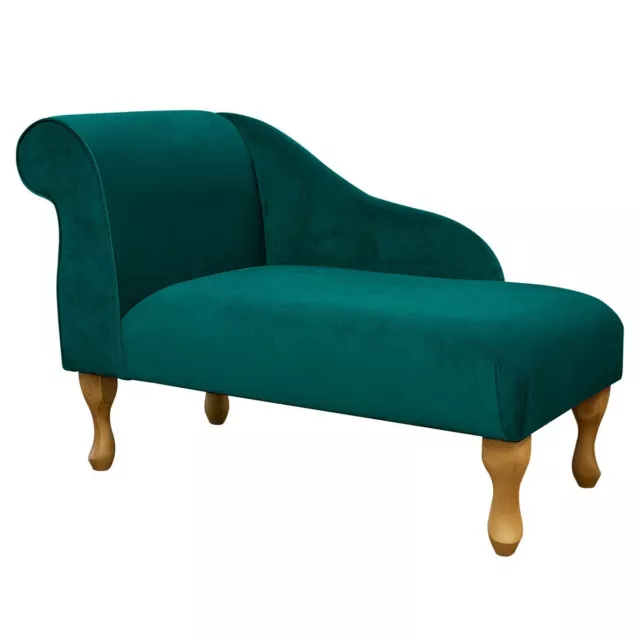 Teal Chaise Longue Sofa Small Lounge Handmade in AquaVelvet Luxury Fabric