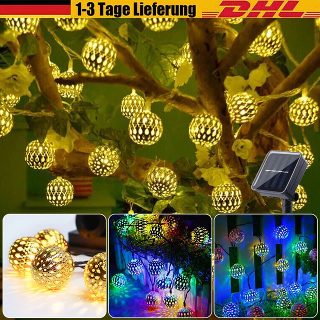 Solar Lichterkette Außen 3 M 50/100/200 LED Solar Lichterkette Beleuchtung Garten Party Innen Außen Deko IP65 Wetterfeste Weihnachtsdekoration