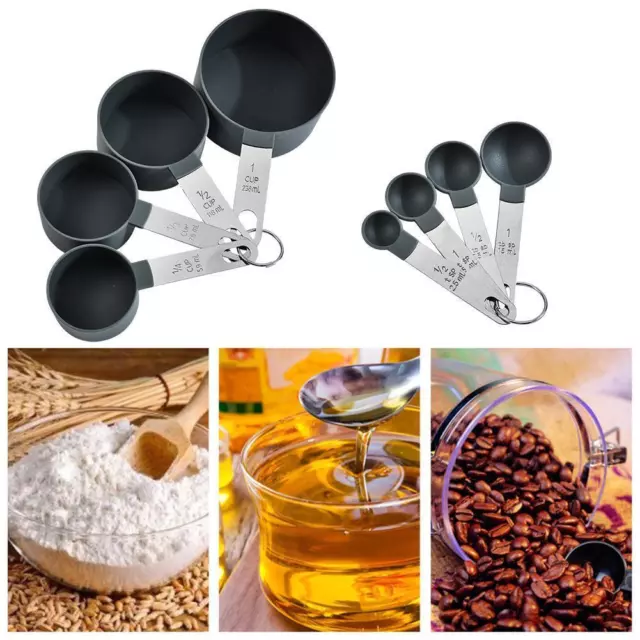 4xStainless Steel Measuring Cups Spoons Kitchen Baking Cooking Set hot. g L6W3