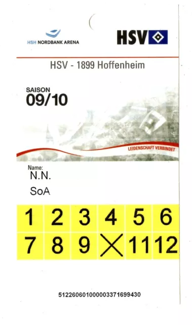 Ticket BL Hamburger SV - TSG 1899 Hoffenheim 2009/10