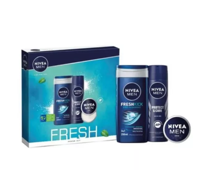 1 x Nivea Men Fresh Kit Shower Gel Anti Perspirant Face Creme Gift Set 3