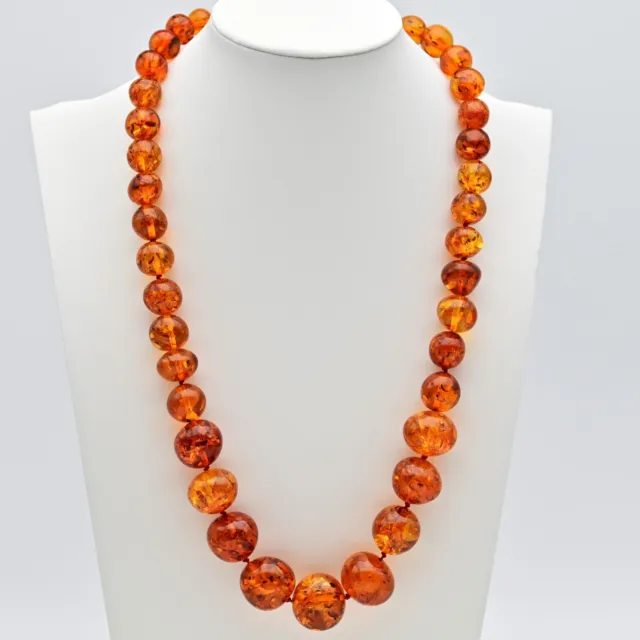 Original Vintage Rare Soviet Baltic Amber Gemstone Beaded Estate Necklace