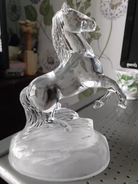 Beautiful Vintage 24% Lead Crystal Glass FRANCE Cristal D'Arques Horse Figurine