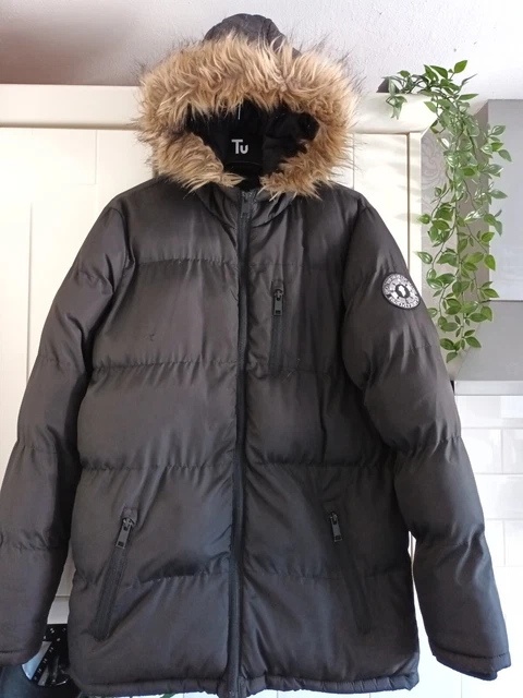 Brave Soul Boys im Alter von 11-12 Jahren mit Kapuze schwarz Herbst Winter mittellanger Puffermantel