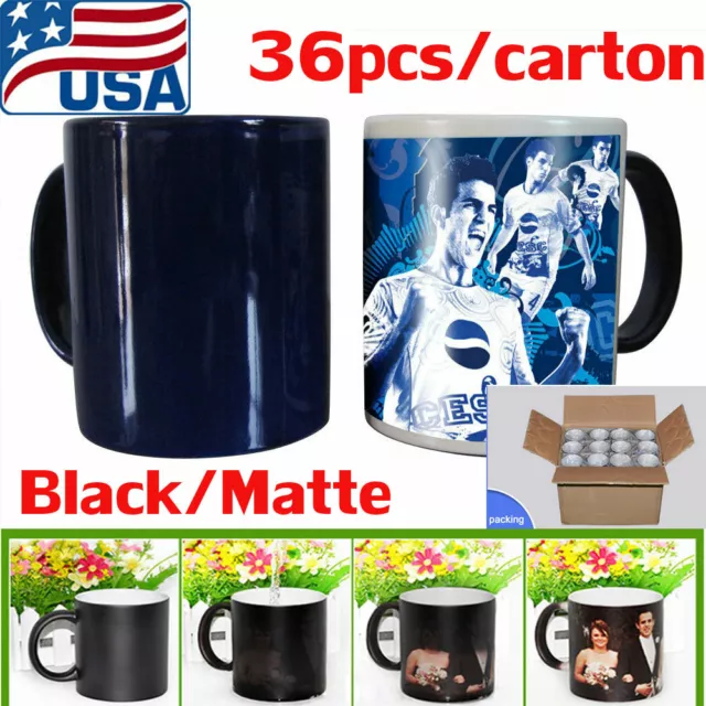 US 11OZ Blank Sublimation Color Changing Mugs Magic Cup Black Matte