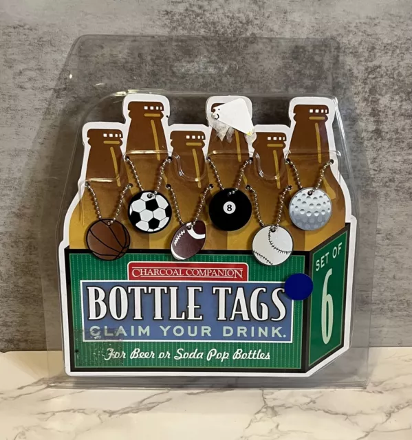 Charcoal Companion Set of 6 Claim Your Drink Bottle Tags ~ For Beer or Soda