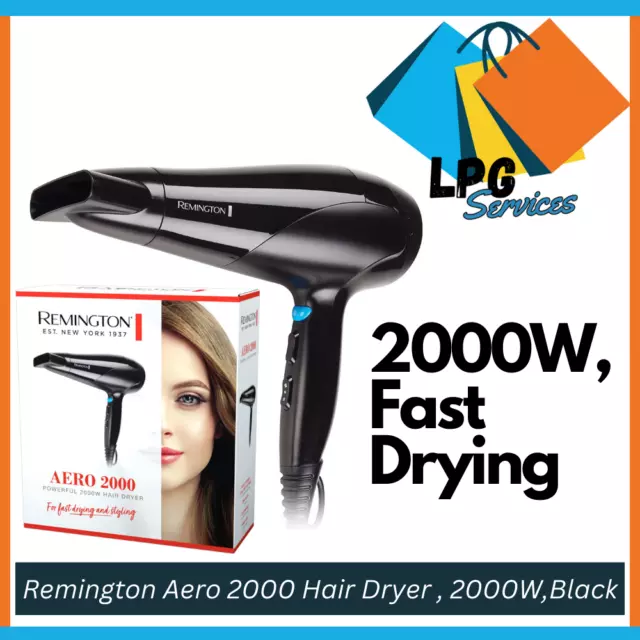 Remington Aero 2000 Poweful Hair Dryer Styling Blower D3190AU 3 Heat 2 Speed NEW