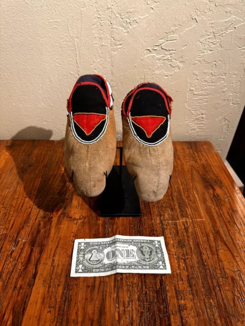 Antique OLD Mid 19c Native American  Indian  ￼ Ojibwa ￼Moccasins Great Lakes