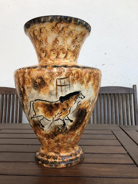 VASE ART DÉCO danseuses en barbotine art nouveau signé M. Chauffriasse