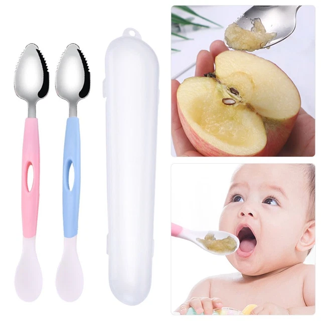 Cuchara de puré de manzana raspador de barro de doble cabeza vajilla raspador de alimentos para bebé