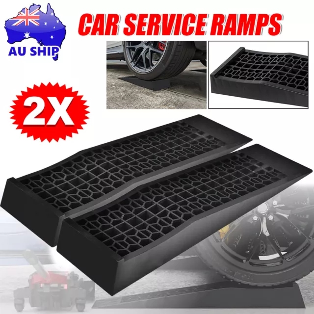 Pair 5 Ton Low Profile Car Service Ramps Rise Heavy Duty Antiskid PP Non-skid