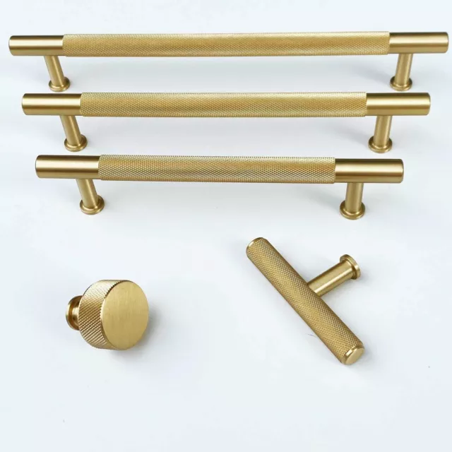 Solid Brushed Brass "Texture No. 2" Knurled Drawer Pulls and Knobs - Hardware 2