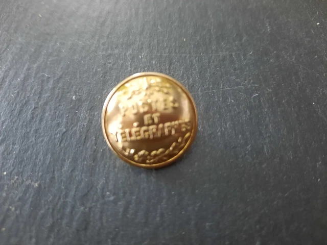 Gros Bouton Ancien Bombe Postes Et Telegraphes En Metal Dore 22Mm