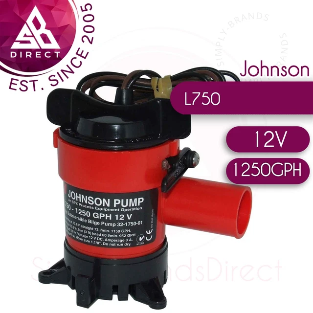 Johnson L750 Cartridge Bilge Pump│12V - 1250GPH - 19mm Hose│For Marine Boats