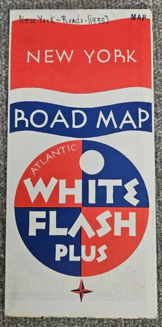 1935? Atlantic White Flash Quality Lubricants New York Road Map