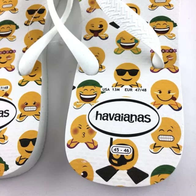 Havaianas Emoji Flip Flops Men's Size 13 Sandals Eur 47/48 White/Yellow NWT 2