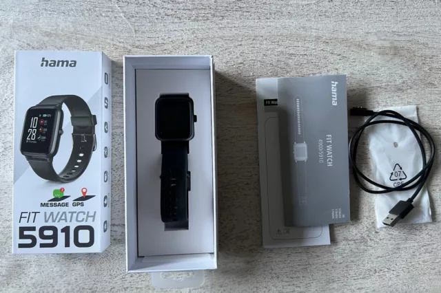 Hama Fit Watch 5910 33mm  Edelstahlgehäuse mit Sportarmband in Schwarz (GPS)