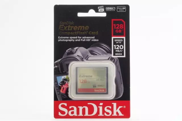 San Disc Extreme 128GB Compact Flash Card 120MB/S (1714837377)