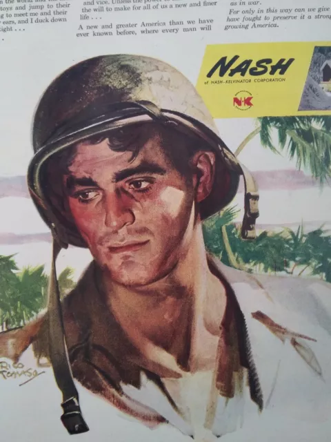 Nash Car Print Ad Original Rare Vtg 1940s WW2 Army Home Palmolive Pretty Girl