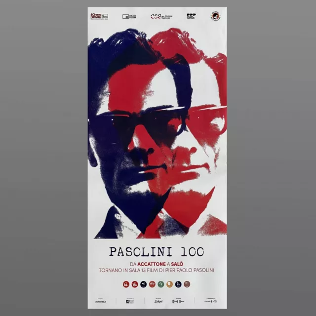 Locandina Cinema Pier Paolo Pasolini 100 - Centenario Della Nascita - 33X70 CM